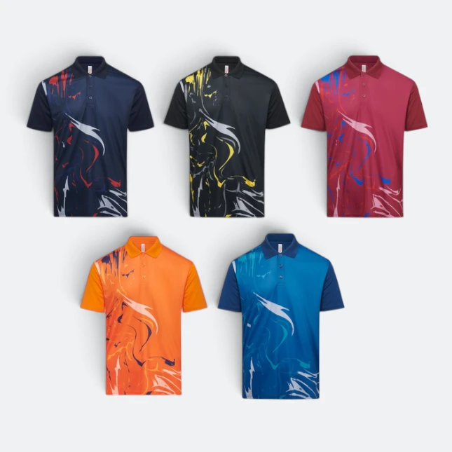 QD90 Quick Dry Sublimation Polo Marble Swirl Colours Qd90 quick dry sublimation polo marble swirl all colours