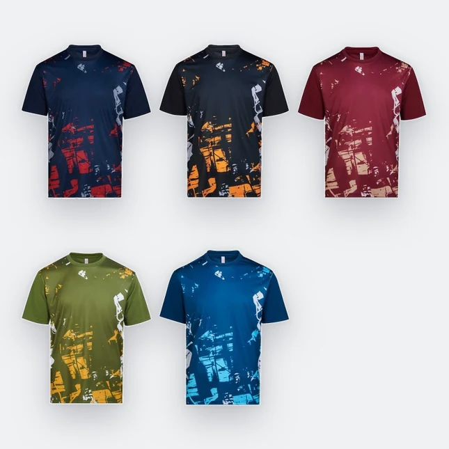 Qd91 quick dry sublimation t-shirt distressed block all colours