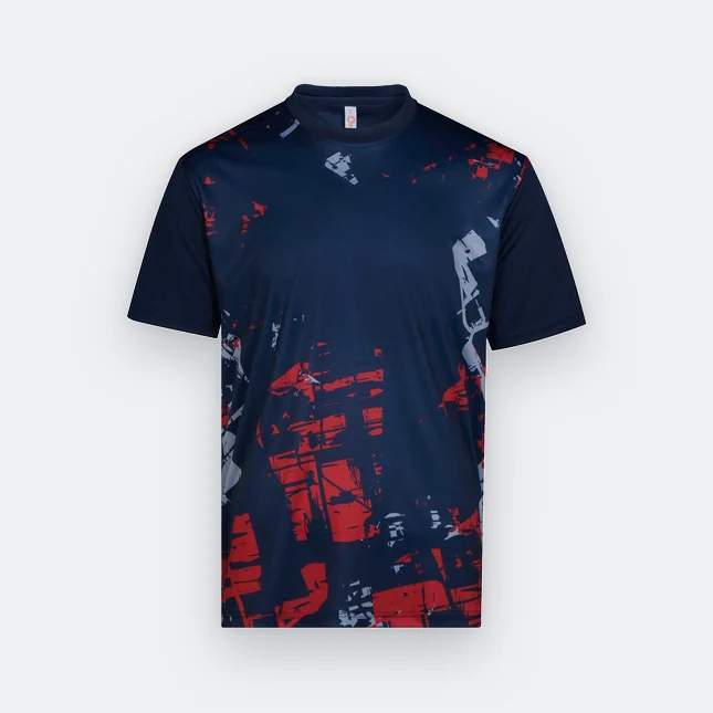 Qd91 quick dry sublimation t-shirt distressed block navy colour view