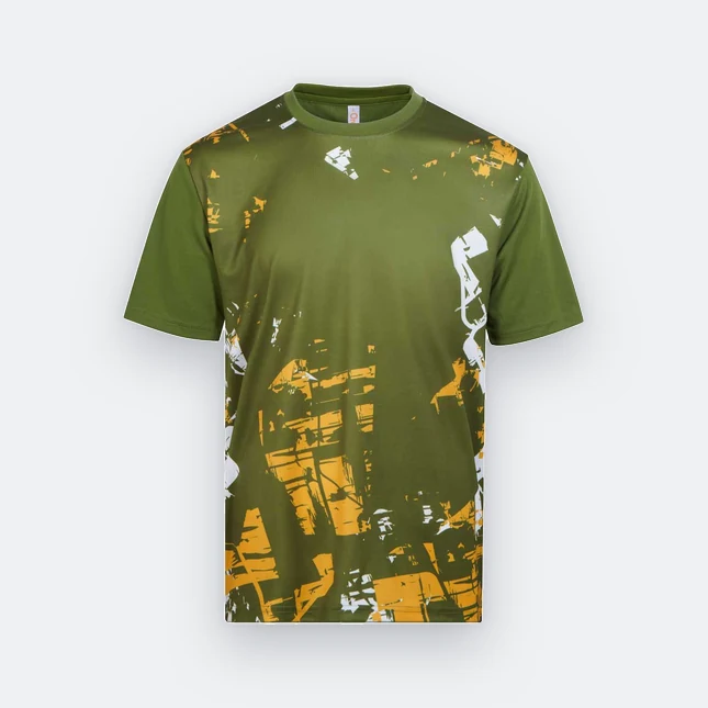 Qd91 quick dry sublimation t-shirt distressed block olive colour view