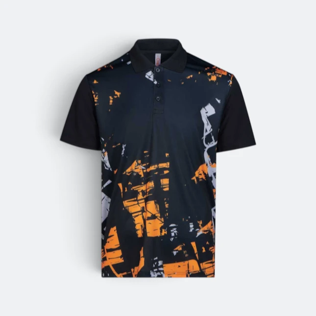 Qd92 quick dry sublimation polo distressed block black colour view