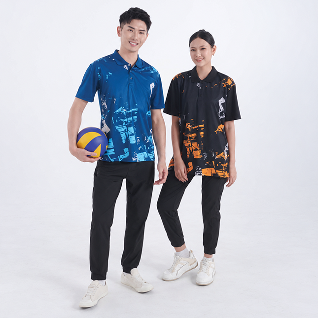 Qd92 quick dry sublimation polo distressed block worn by model