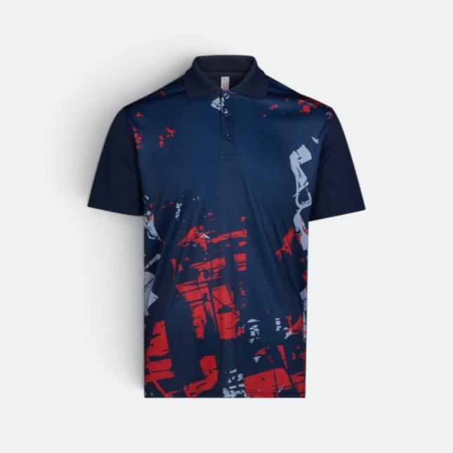 Qd92 quick dry sublimation polo distressed block navy colour view