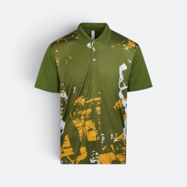 Qd92 quick dry sublimation polo distressed block olive colour view