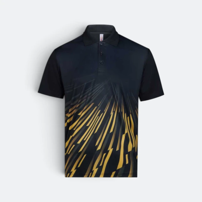 Qd96 quick dry sublimation polo burst black colour view