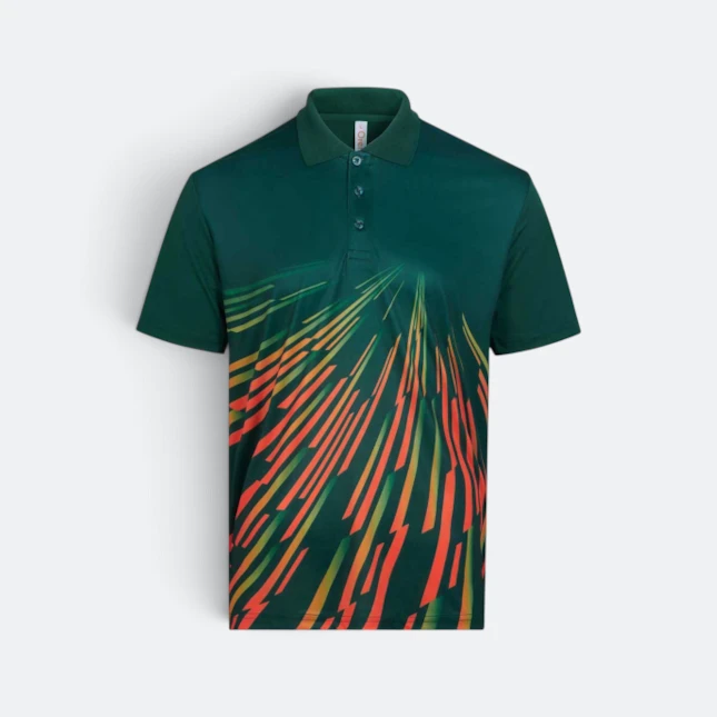 Qd96 quick dry sublimation polo burst forest green colour view