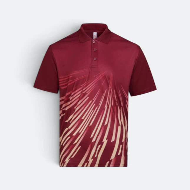 Qd96 quick dry sublimation polo burst maroon colour view