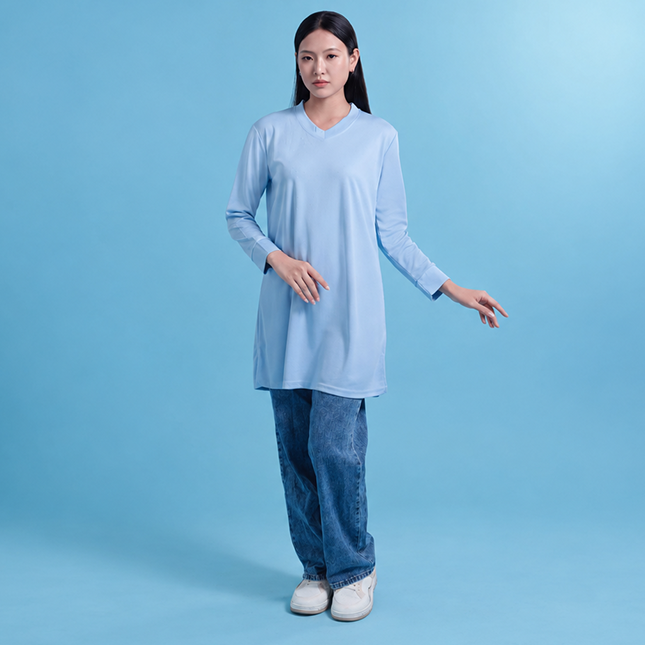 SK05 Quick Dry Long Sleeve Basic Muslimah Model 1 Sk05 quick dry long sleeve basic muslimah worn by model