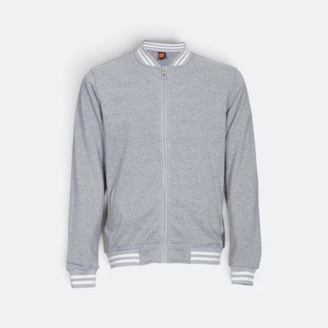 Ss13 full-zip varsity jacket ash grey-white colour view
