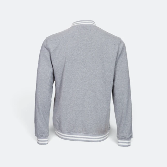 Ss13 full-zip varsity jacket ash grey-white back view