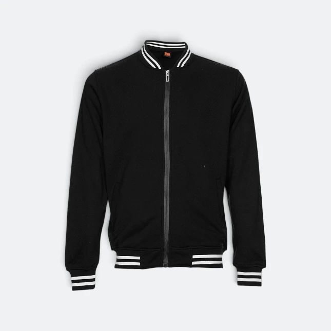 Ss13 full-zip varsity jacket black-white colour view