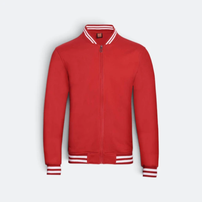 Ss13 full-zip varsity jacket red-white colour view
