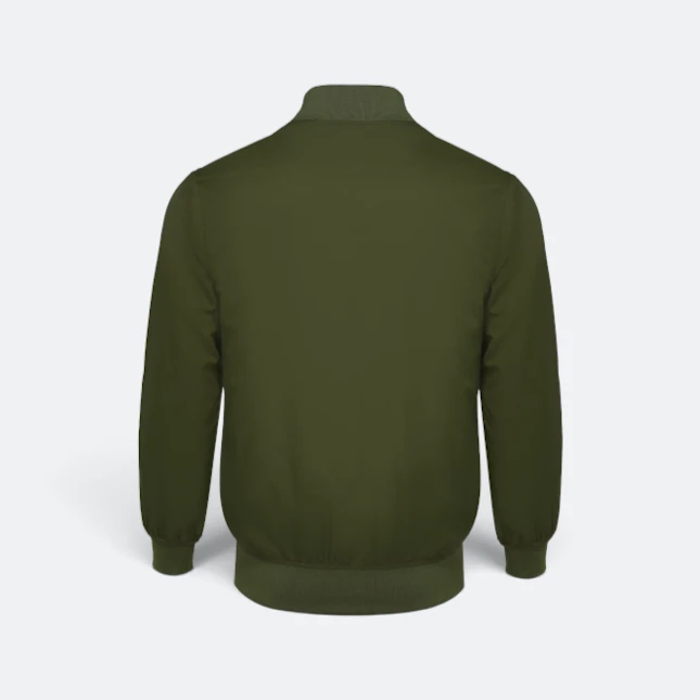 Ss15 full-zip bomber jacket khaki green back view