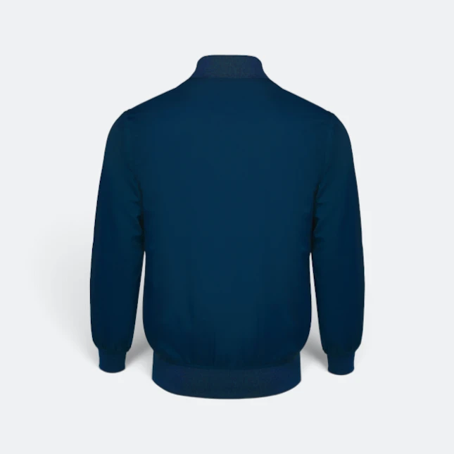 Ss15 full-zip bomber jacket navy pro back view