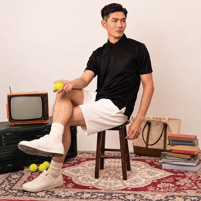 TT01 Tritan Premium Microfibre Activewear Polo Model 4 Tt01 tritan premium microfibre activewear polo worn by model