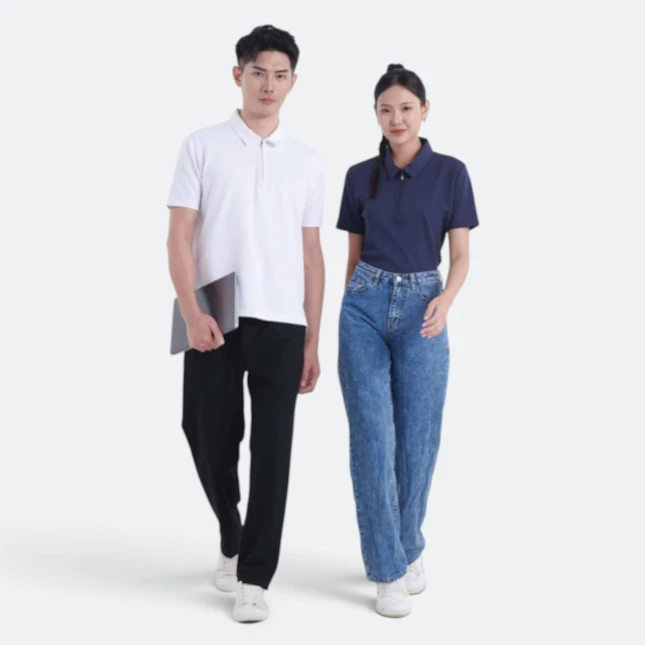 TT04 Tritan Premium Cotton-Poly Blend Polo Model 2 Tt04 tritan premium cotton-poly blend polo worn by model