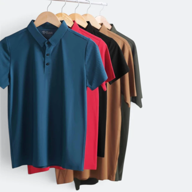 Tt05 tritan premium nylon spandex polo worn by model