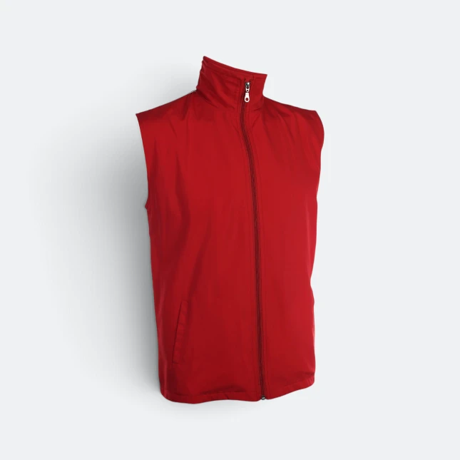Vj06 full-zip sleeveless vest jacket red colour view