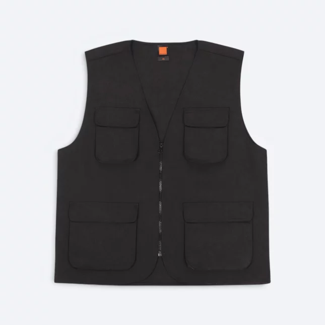 Vt03 sleeveless utility vest black colour view