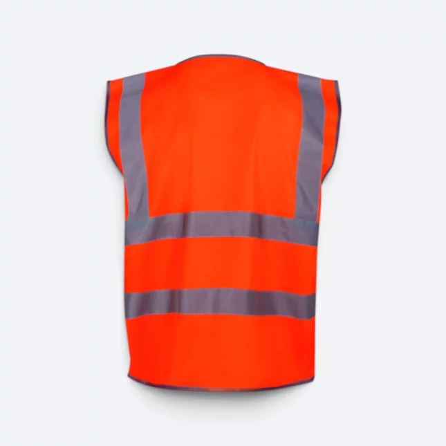 VT04 Sleeveless Safety Vest with Zip and Pockets Orange Pro Vt04 sleeveless safety vest with zip and pockets orange pro back view