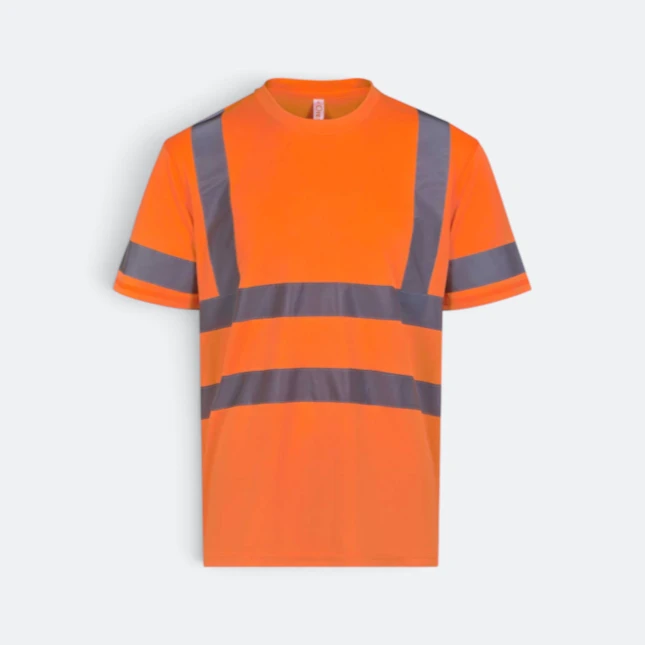 Vt05 short sleeve safety t-shirt with reflective tape neon orange colour view