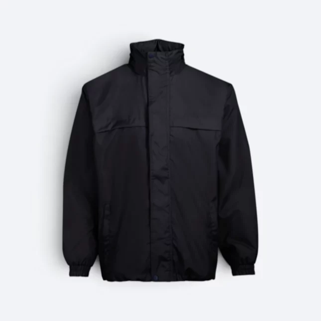 Wb07 full-zip windbreaker jacket with hidden hoodie black colour view
