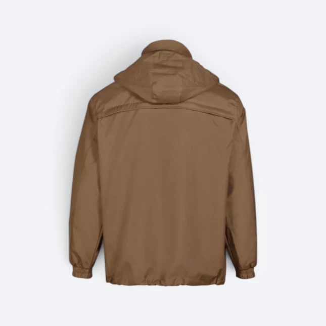 Wb07 full-zip windbreaker jacket with hidden hoodie coca mocha back view