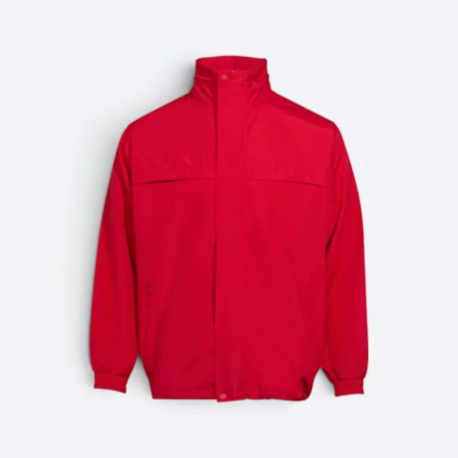 Wb07 full-zip windbreaker jacket with hidden hoodie red colour view