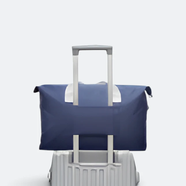 Gbm9013 dreno foldable duffle bag navy on trolley view