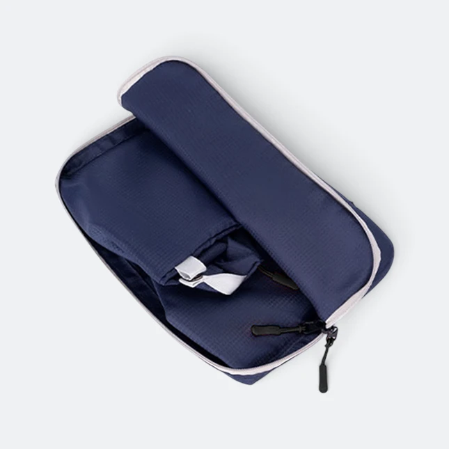 Gbm9013 dreno foldable duffle bag navy unfolding view