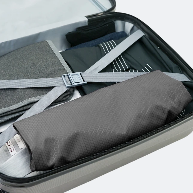 Gbm9019 plevo backpack grey packed in luggage view