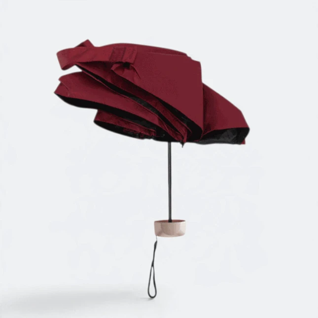 Gih6204 britt 7 inch mini foldable umbrella maroon folded view