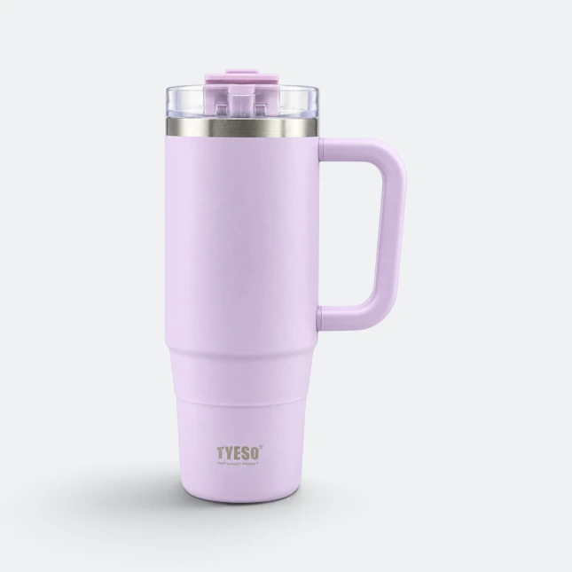 Gmg2178 tyeso vacuum tumbler with handle and straw purple view, thermal flask corporate gift malaysia with logo printing