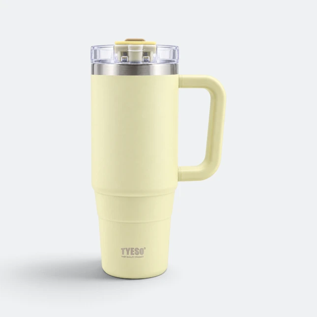 Gmg2178 tyeso vacuum tumbler with handle and straw yellow view, thermal flask corporate gift malaysia with logo printing