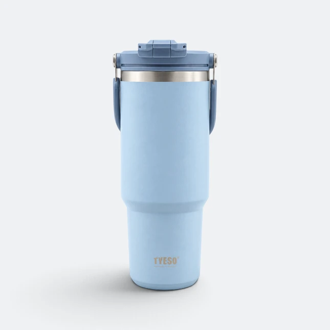 Gmg2183 tyeso vacuum tumbler with straw handle navy blue view, thermal flask corporate gift malaysia with logo printing
