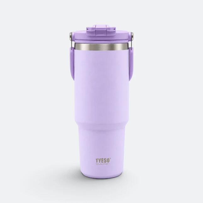 Gmg2183 tyeso vacuum tumbler with straw handle purple view, thermal flask corporate gift malaysia with logo printing