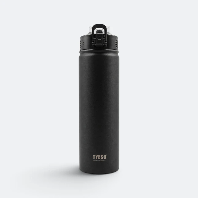 GMG2186 Tyeso Vacuum Bottle with Flip Lock Lid Black Gmg2186 tyeso vacuum bottle with flip lock lid black view, thermal flask corporate gift malaysia with logo printing