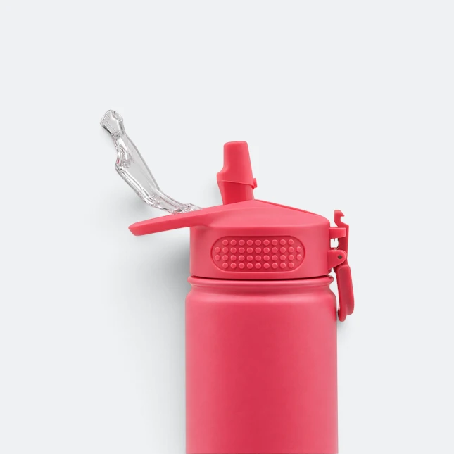 GMG2186 Tyeso Vacuum Bottle with Flip Lock Lid Red Lid Side Gmg2186 tyeso vacuum bottle with flip lock lid red lid side view, thermal flask corporate gift malaysia with logo printing