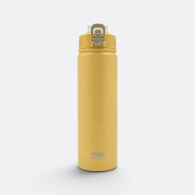 GMG2186 Tyeso Vacuum Bottle with Flip Lock Lid Yellow Gmg2186 tyeso vacuum bottle with flip lock lid yellow view, thermal flask corporate gift malaysia with logo printing
