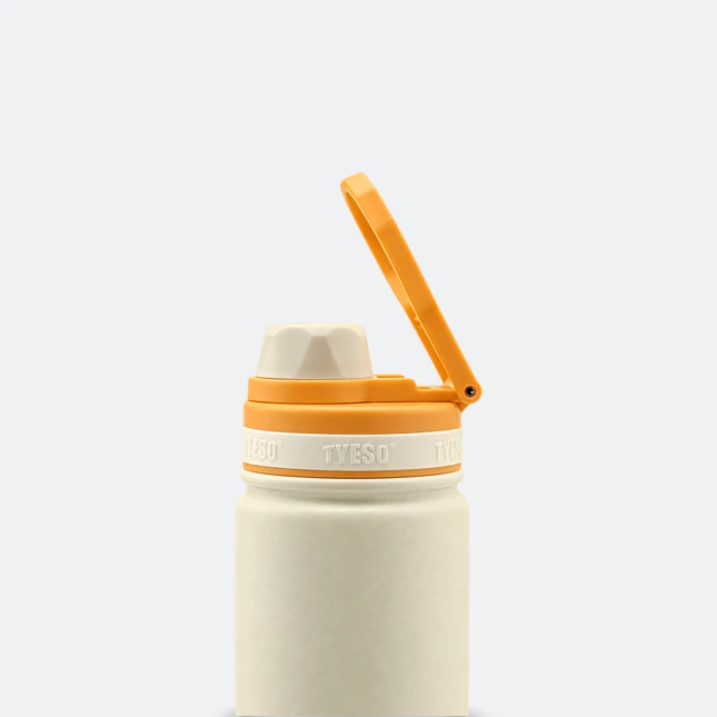 Gmg2188 tyeso vacuum bottle with handle cap beige lid open view, thermal flask corporate gift malaysia with logo printing