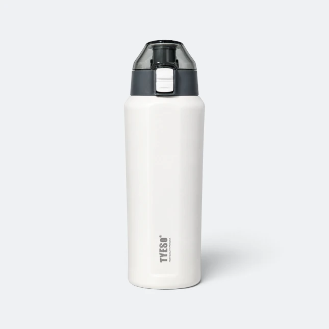 Gmg2189 tyeso vacuum sport bottle with flip cap white view, thermal flask corporate gift malaysia with logo printing
