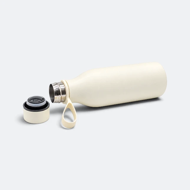 GMG2192 Ringo Matte Vacuum Flask with Loop Lid Beige Open Gmg2192 ringo matte vacuum flask with loop lid beige open view, thermal flask corporate gift malaysia with logo printing