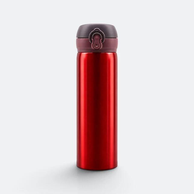 Gmg2194 flipsy glossy vacuum flask with flip lid red view, thermal flask corporate gift malaysia with logo printing