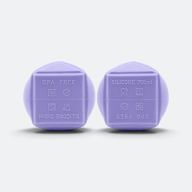 GMG2200 Bendy Silicone Foldable Bottle Purple Lid Base Gmg2200 bendy silicone foldable bottle purple lid base view, sports bottle corporate gift malaysia with logo printing