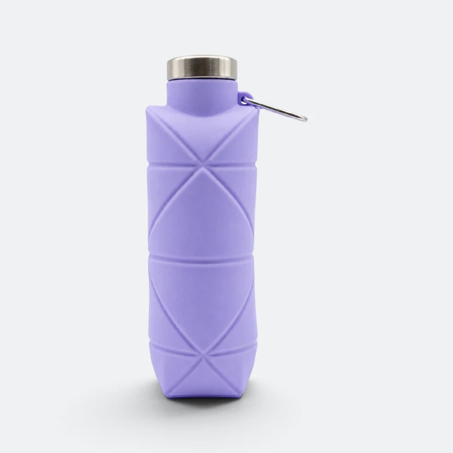 GMG2200 Bendy Silicone Foldable Bottle Purple Side Gmg2200 bendy silicone foldable bottle purple side view, sports bottle corporate gift malaysia with logo printing