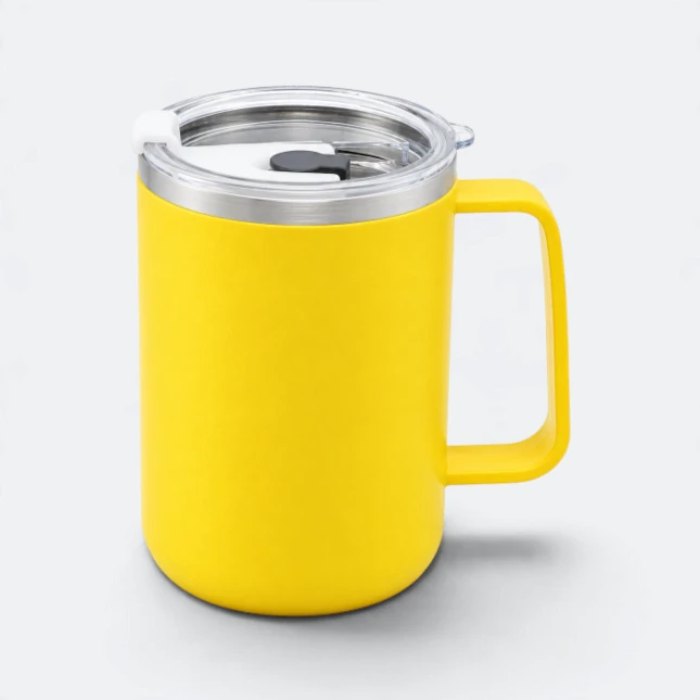 GMG2206 Campo Stainless Steel Camp Mug with Lid Yellow Gmg2206 campo stainless steel camp mug with lid yellow view, thermal flask corporate gift malaysia with logo printing