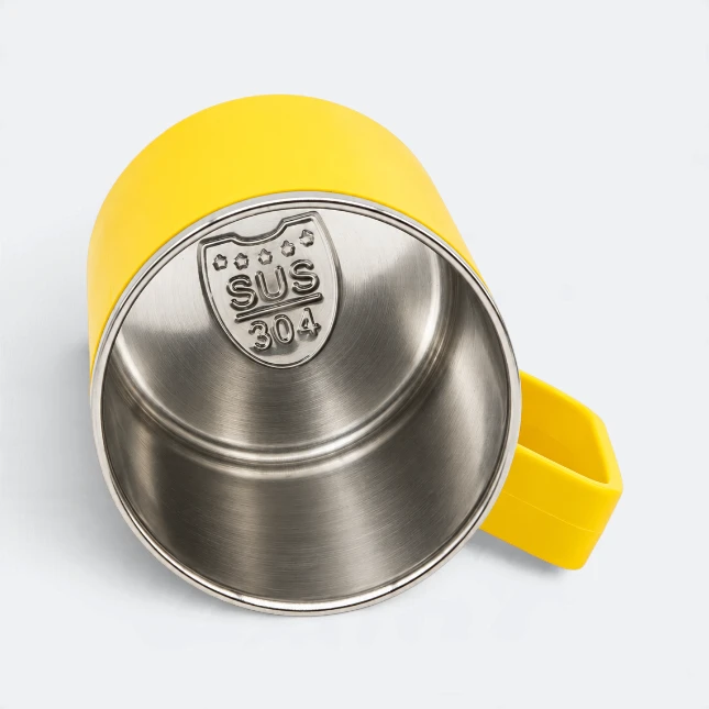 GMG2206 Campo Stainless Steel Camp Mug with Lid Yellow Inside Gmg2206 campo stainless steel camp mug with lid yellow inside view, thermal flask corporate gift malaysia with logo printing