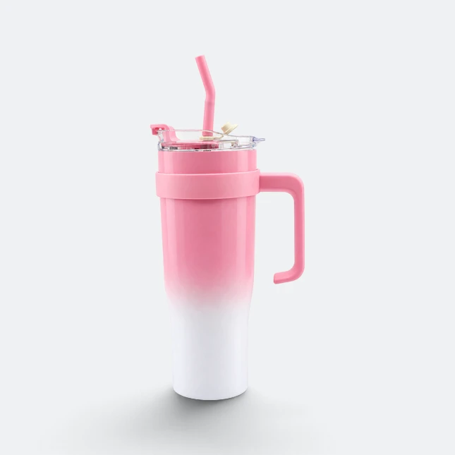 GMG2207 Venti Vacuum Tumbler with Handle and Straw Pink Gmg2207 venti vacuum tumbler with handle and straw pink view, thermal flask corporate gift malaysia with logo printing