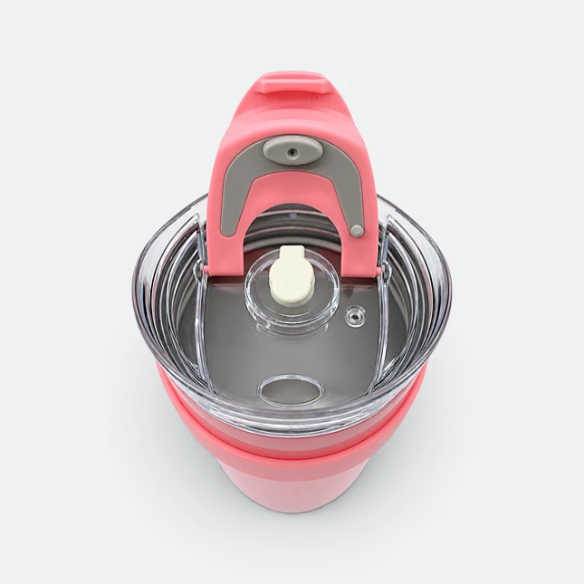 GMG2207 Venti Vacuum Tumbler with Handle and Straw Pink Lid Open Gmg2207 venti vacuum tumbler with handle and straw pink lid open view, thermal flask corporate gift malaysia with logo printing