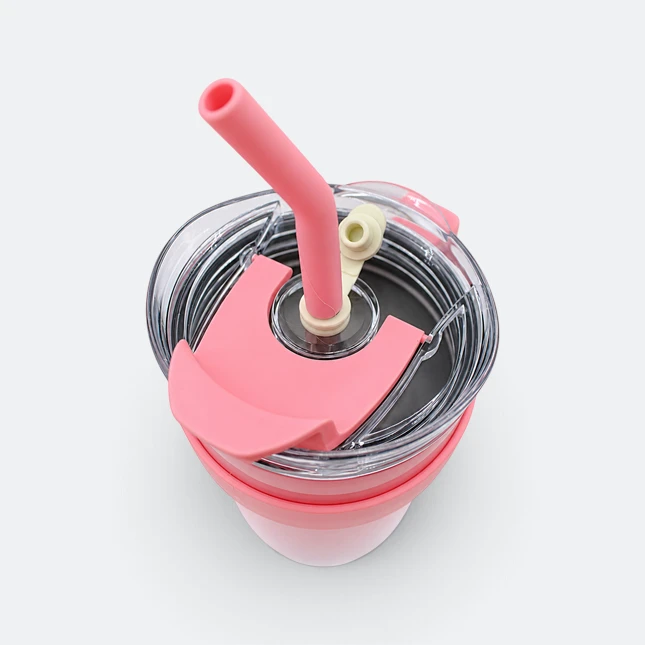 GMG2207 Venti Vacuum Tumbler with Handle and Straw Pink Straw Lid Gmg2207 venti vacuum tumbler with handle and straw pink straw lid view, thermal flask corporate gift malaysia with logo printing